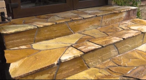 Плитняк златолит жёлтый золотистый для отмостки купить в Краснокамске